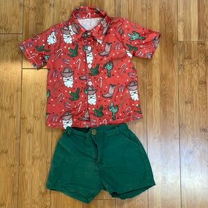 Country santa button up shirt